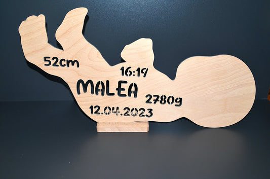 Echtmaß Babysilhouette - liegend