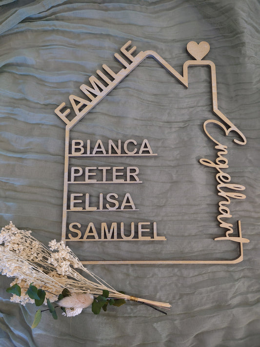 Familienschild - Haus