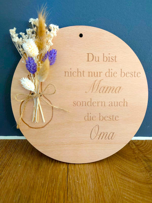 Mama/Oma - Schild mit Trockenblumen
